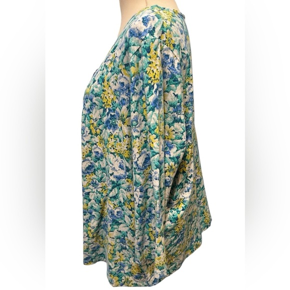 Caribbean Joe Multicolored Floral V-Neck Short Sleeve Pullover Top Women's Sz 2X - Picture 5 of 12
